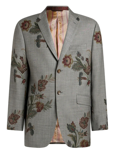  Etro Floral-print Single-breasted Jacket - Grey 