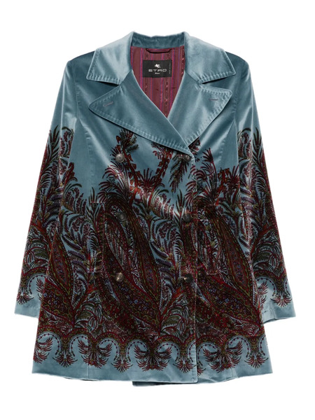  Etro Floral-print Velvet Jacket - Blue 