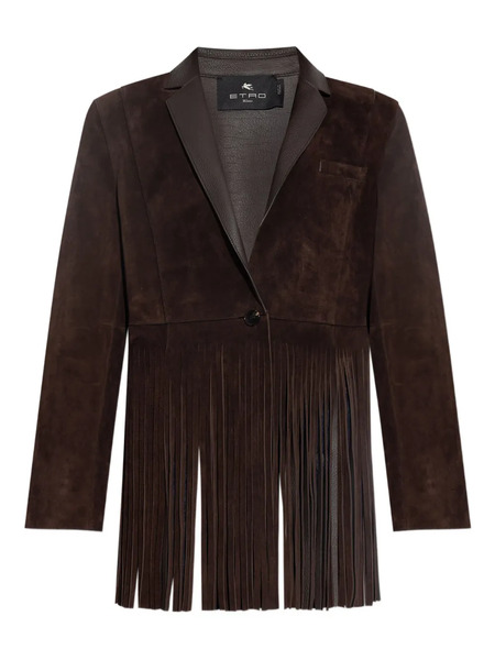  Etro Fringe-detail Suede Jacket - Brown 
