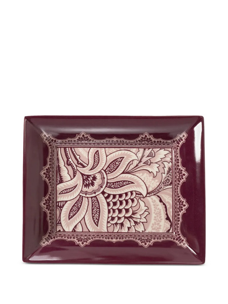  Etro Home Floral-print Rectangular-shape Plate - Purple 