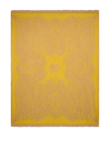  Etro Home Paisley-jacquard Wool Blanket - Yellow 