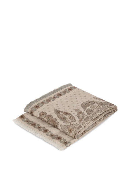  Etro Home Placed-print Wool Blanket (140cm X 180cm) - Neutrals 