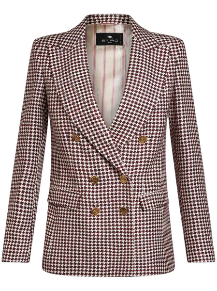  Etro Houndstooth-pattern Double-breasted Jacket - White 