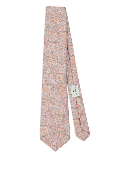  Etro Jacquard Floral Paisley Tie - Neutrals 