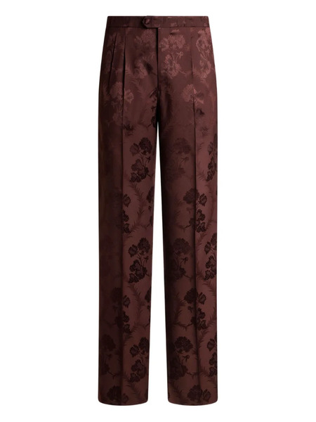  Etro Jacquard Floral Trousers - Red 