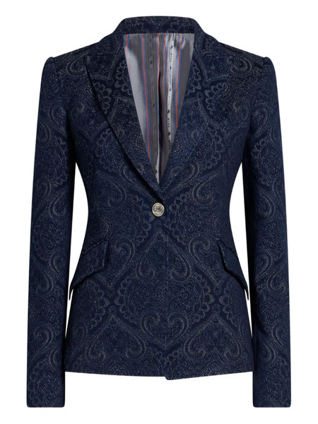  Etro Jacquard Paisley Blazer - Blue 
