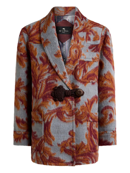  Etro Jacquard-pattern Toggle Coat - Blue 
