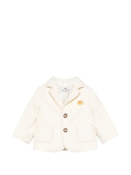  Etro Kids Buttoned Logo-embroidered Blazer - Neutrals 