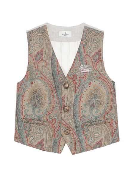  Etro Kids Paisley Button Waistcoat - Neutrals 