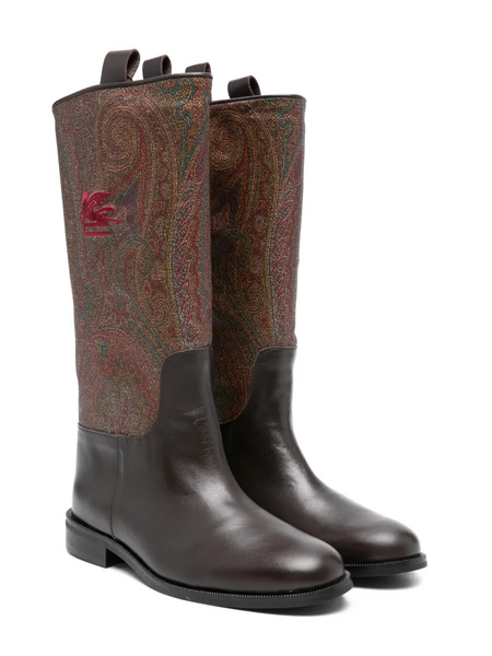  Etro Kids Paisley-panel Leather Boots - Brown 
