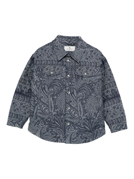  Etro Kids Paisley-print Denim Jacket - Blue 