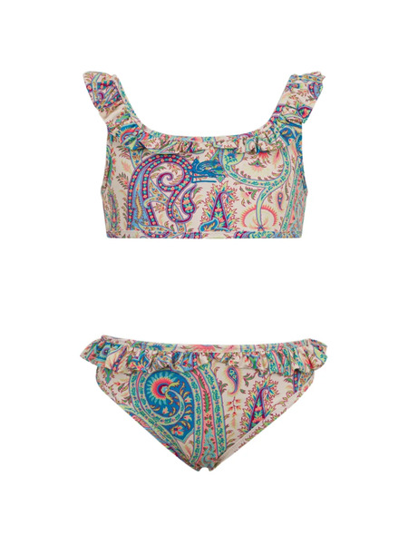  Etro Kids Paisley-print Ruffled Bikini - Neutrals 