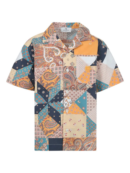  Etro Kids Patchwork-design Cotton Shirt - Pink 