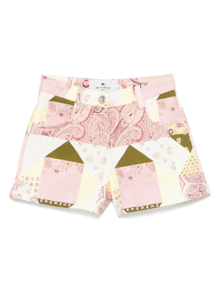  Etro Kids Patchwork-print Shorts - Pink 