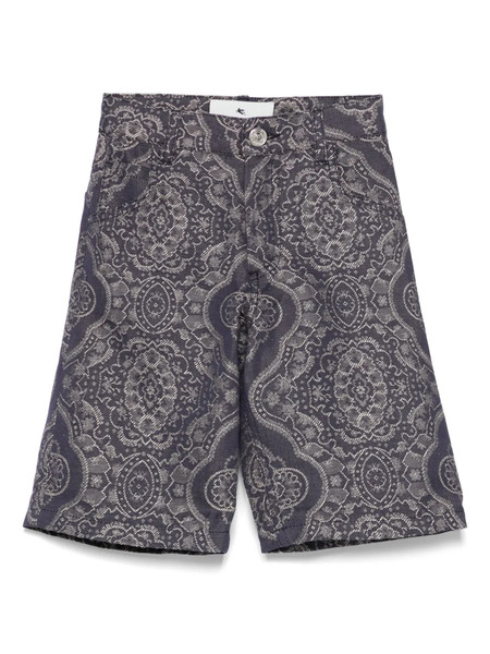  Etro Kids Patterned-jacquard Shorts - Blue 