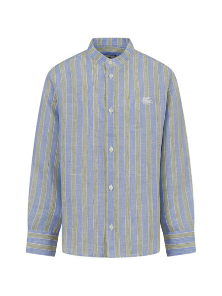  Etro Kids Striped-pattern Linen Shirt - Blue 