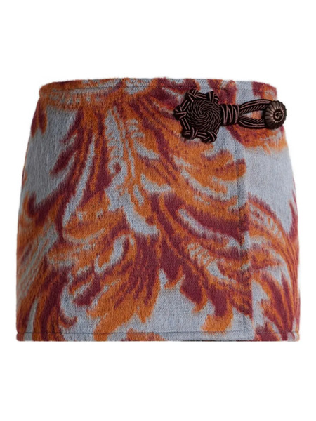  Etro Leaf-print Belted Mini Skirt - Grey 