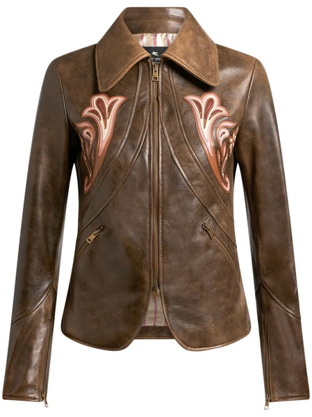 Etro Leather Blazer - Brown 