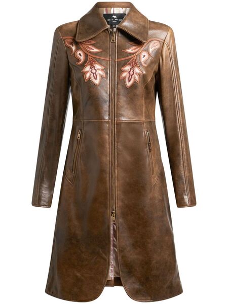  Etro Leather Coat - Brown 