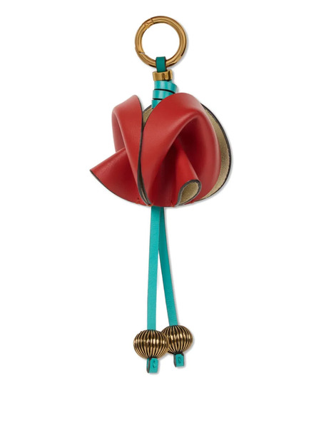  Etro Leather Flower Keyring - Red 