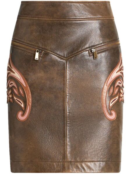  Etro Leather Skirt - Brown 