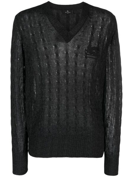  Etro Logo-embroidered Cashmere Jumper - Grey 