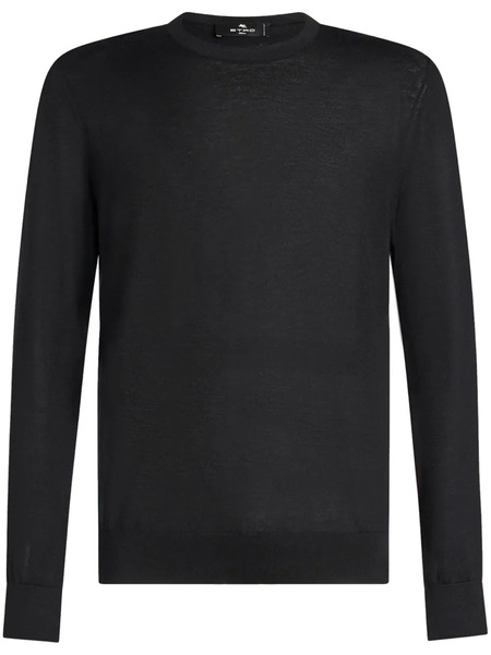 Etro Logo-embroidered Crew-neck Jumper - Black 