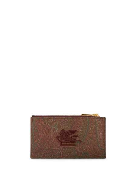  Etro Logo-embroidered Jacquard Leather Wallet - Brown 