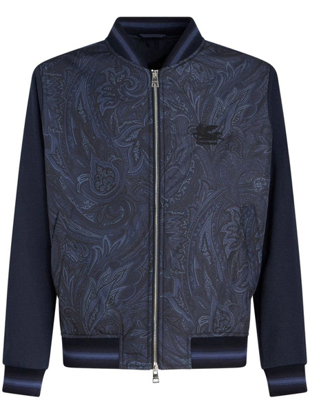  Etro Logo-embroidered Paisley-print Bomber Jacket - Blue 