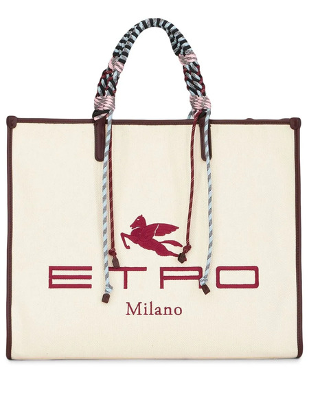  Etro Logo-embroidered Tote Bag - Neutrals 
