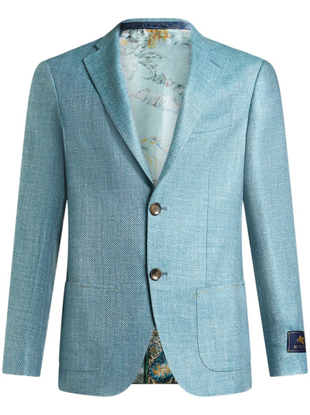  Etro Logo Patch Blazer - Blue 