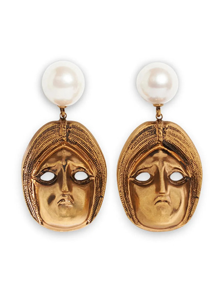  Etro Masks Pearl Earrings - Gold 