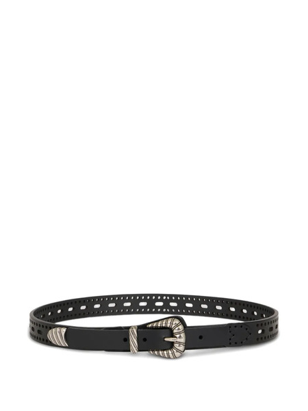  Etro Openwork Leather Belt - Black 