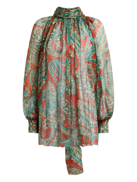  Etro Paisley High-neck Blouse - Red 