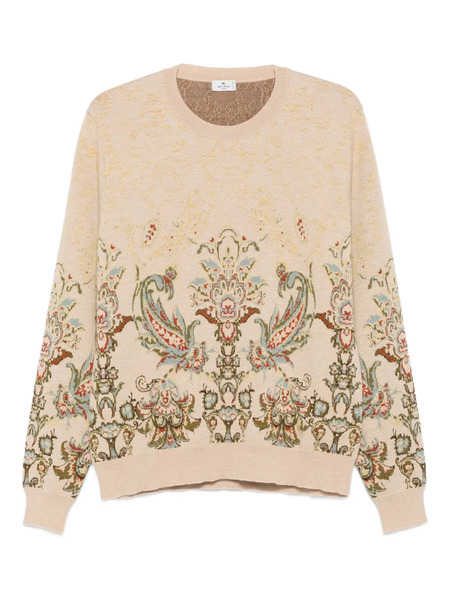 Etro Paisley-pattern Crew-neck Sweater - Neutrals 