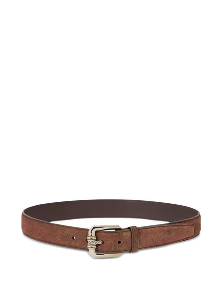  Etro Paisley-pattern Suede Belt - Brown 