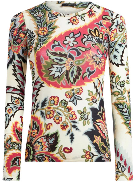  Etro Paisley-print Jersey Top - Neutrals 
