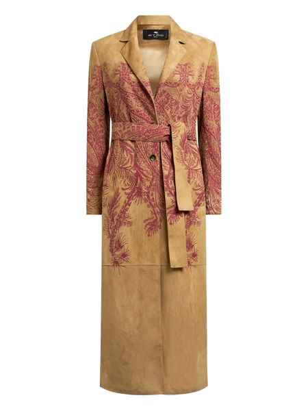  Etro Paisley-print Leather Coat - Brown 