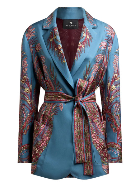  Etro Paisley-print Silk Jacket - Blue 