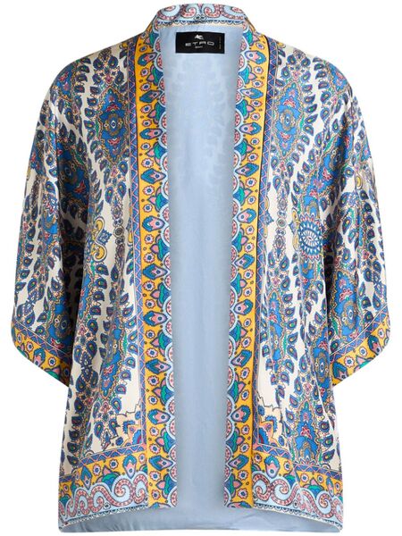 Etro Paisley-print Silk Robe Jacket - White 