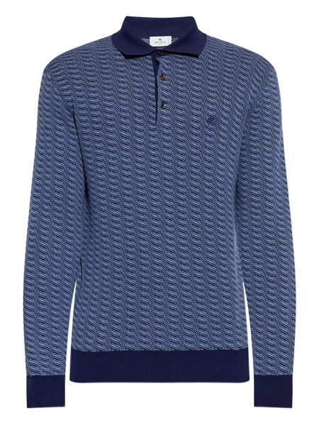  Etro Patterned Buttoned Polo Shirt - Blue 