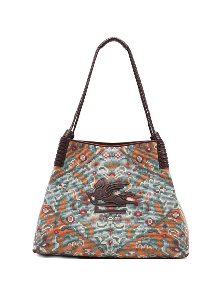  Etro Patterned Emblem Shoulder Bag - Blue 
