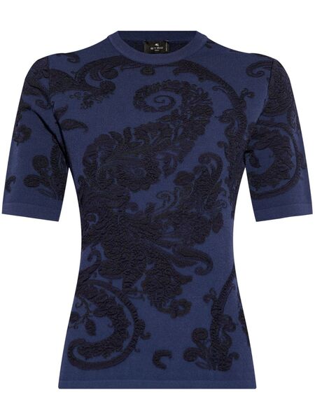  Etro Patterned-intarsia Knitted Top - Blue 