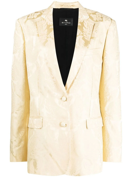  Etro Patterned-jacquard Single-breasted Blazer - Yellow 