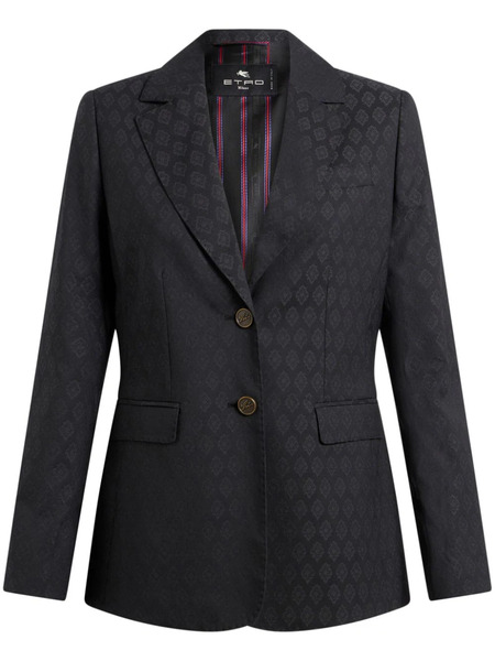  Etro Patterned-jacquard Wool Blazer - Black 