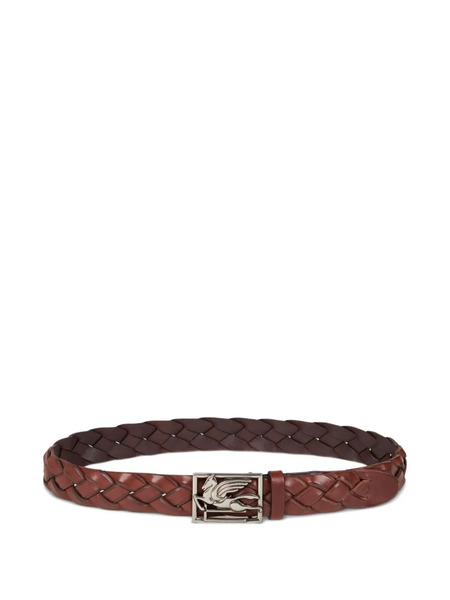  Etro Pegaso Woven Leather Belt - Brown 