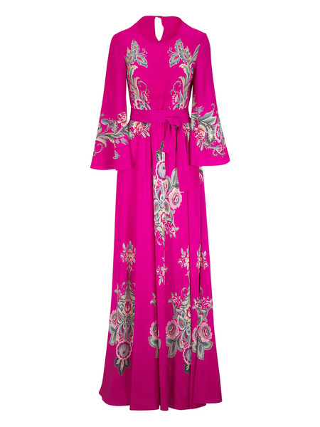  Etro Printed Belted Maxi Dress - Red 