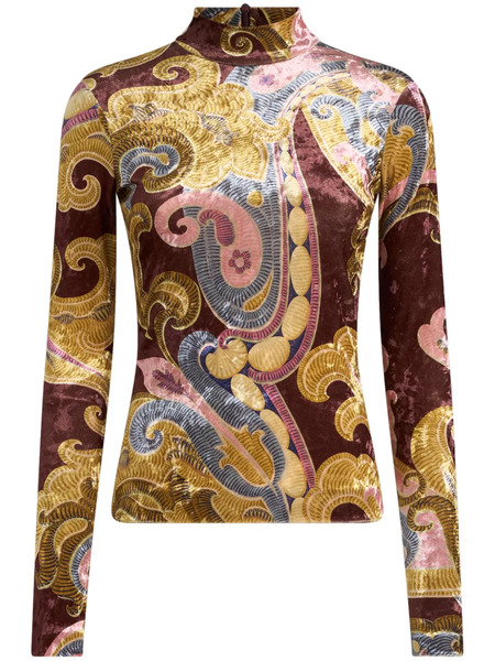  Etro Printed Chenille Top - Red 