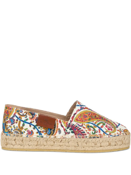  Etro Printed Cotton Espadrilles - White 