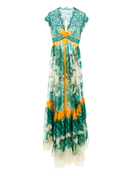  Etro Printed Maxi Dress - Green 
